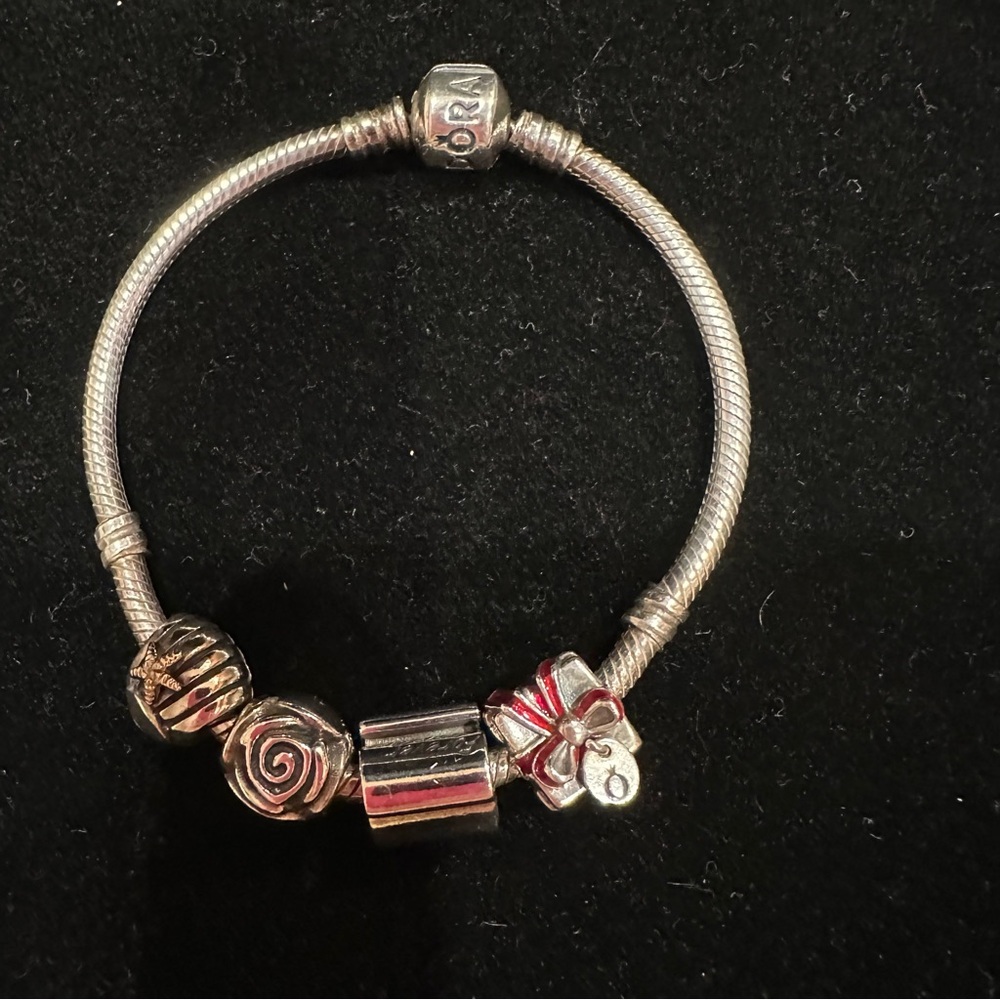 Pandora Silver Charm Bracelet With Unique Charms.